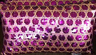 SEQUINS-&-CIRCLES-PURPLE-&-GOLD-CUSHION-30-cm-X-50-cm-RECTANGE-NEW-DESIGNER-BARGAIN